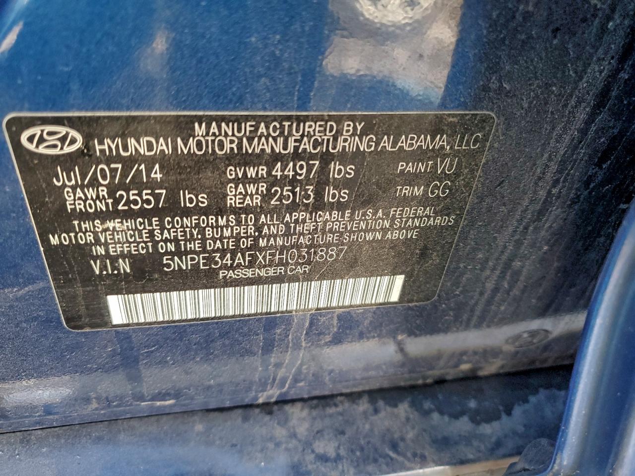 2015 HYUNDAI Sonata VIN 5NPE34AFXFH031887 photo 12