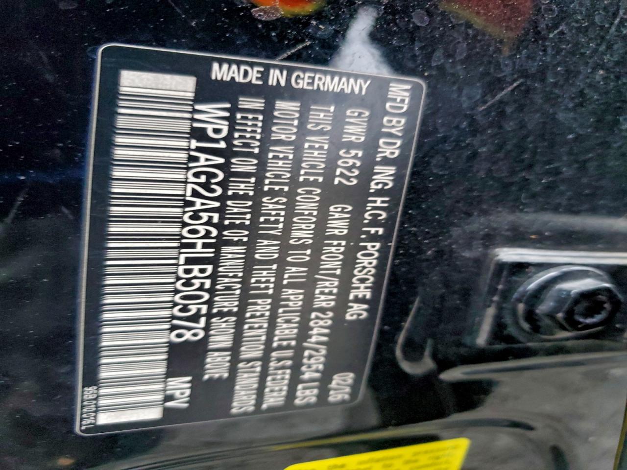 2017 Porsche Macan VIN WP1AG2A56HLB50578 photo 12
