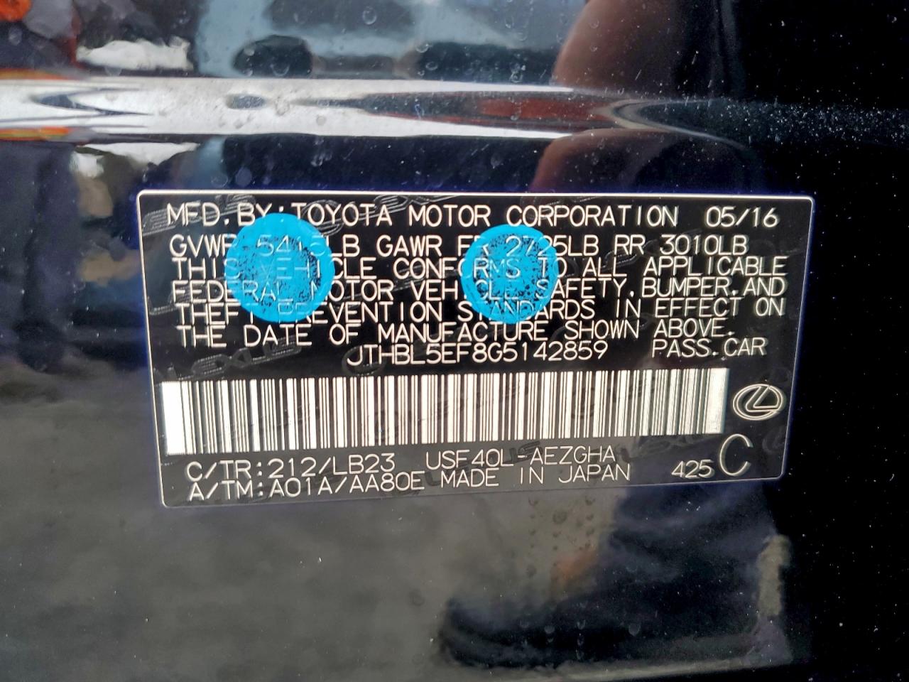 2016 Lexus Ls460 VIN JTHBL5EF8G5142859 photo 12