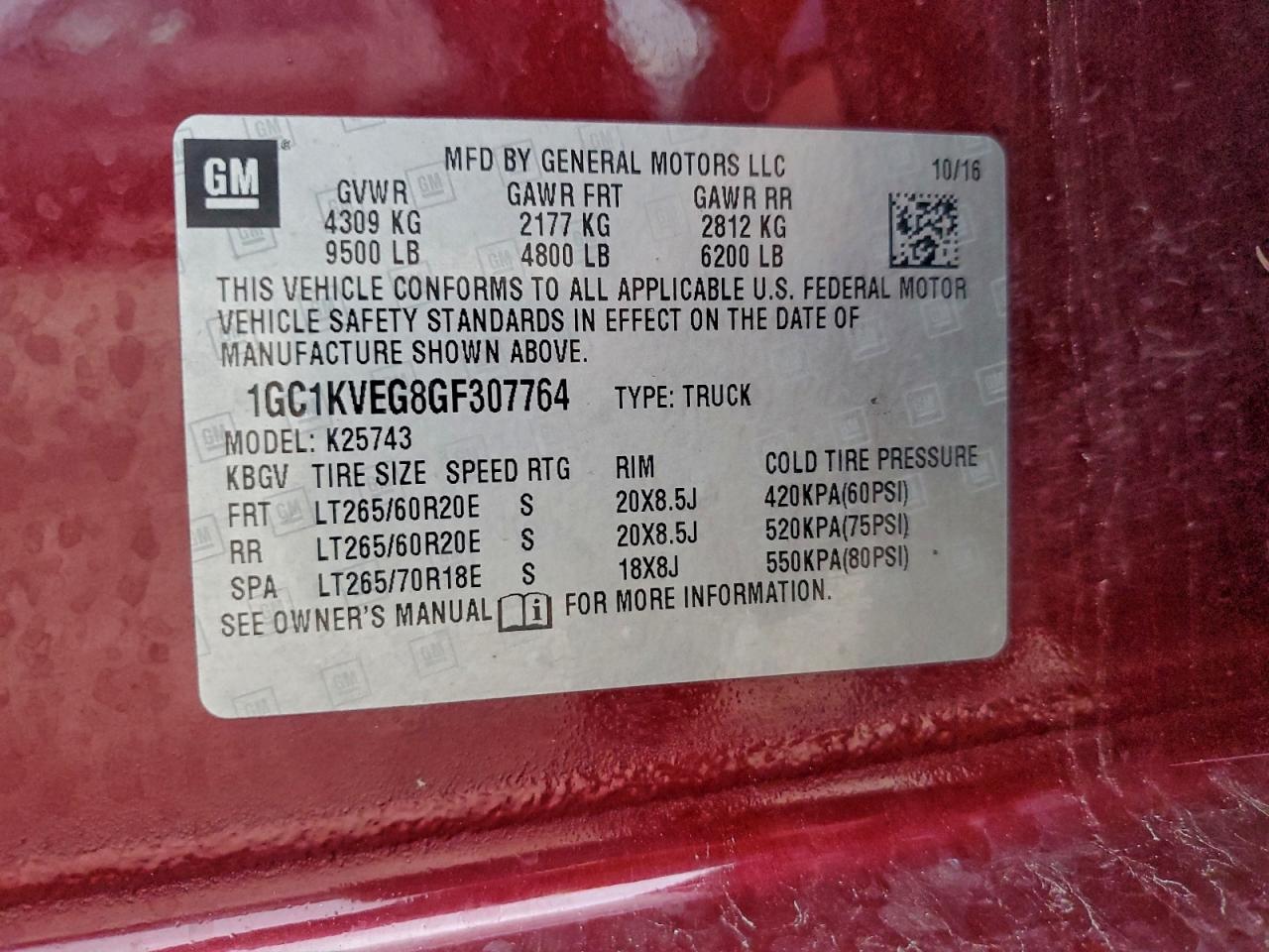 2016 Chevrolet All models VIN 1GC1KVEG8GF307764 photo 12