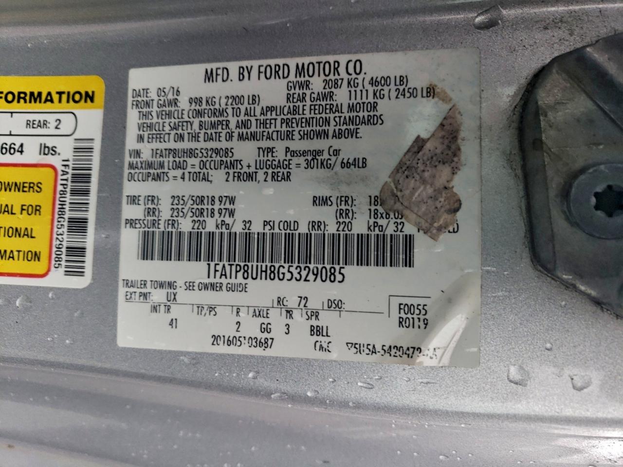 2016 Ford All models VIN 1FATP8UH8G5329085 photo 12