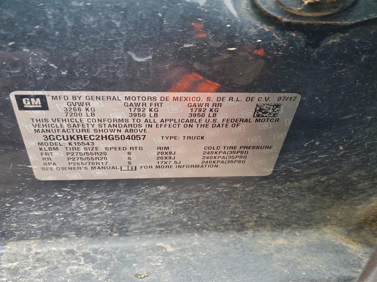 2017 Chevrolet All models VIN 3GCUKREC2HG504057 photo 12