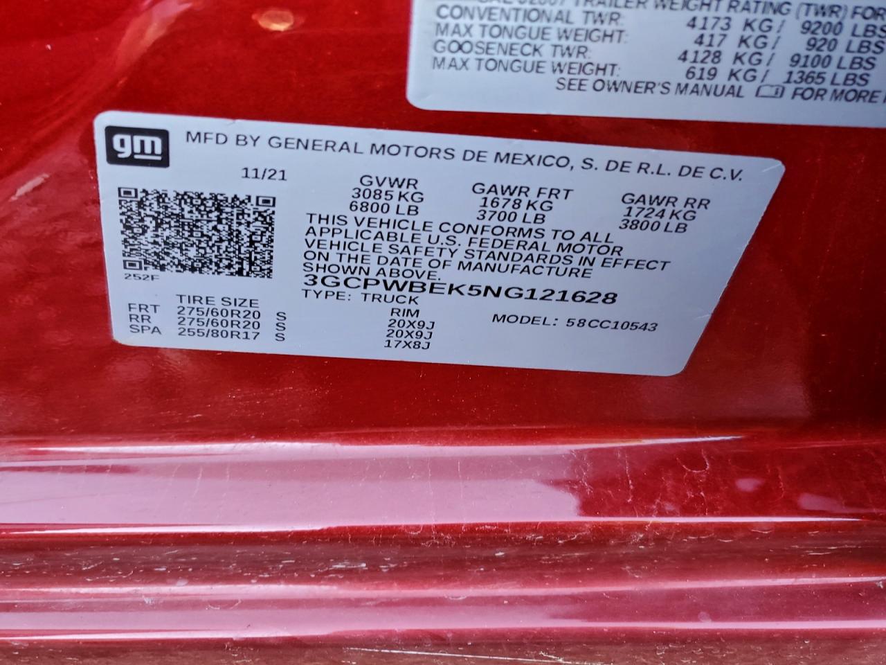 2022 Chevrolet All models VIN 3GCPWBEK5NG121628 photo 12