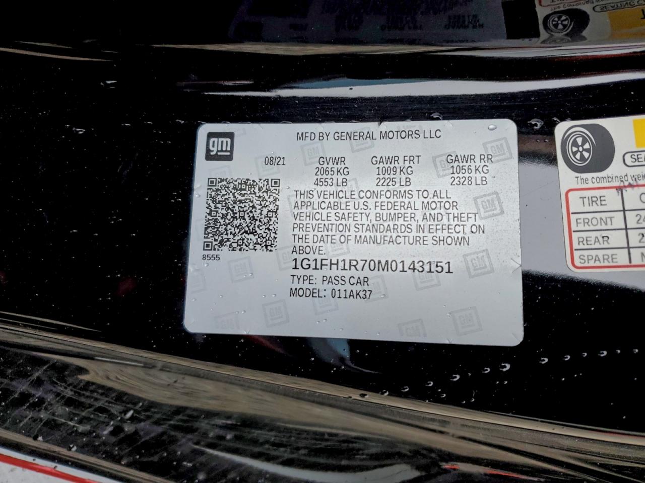 2021 CHEV Camaro VIN 1G1FH1R70M0143151 photo 12
