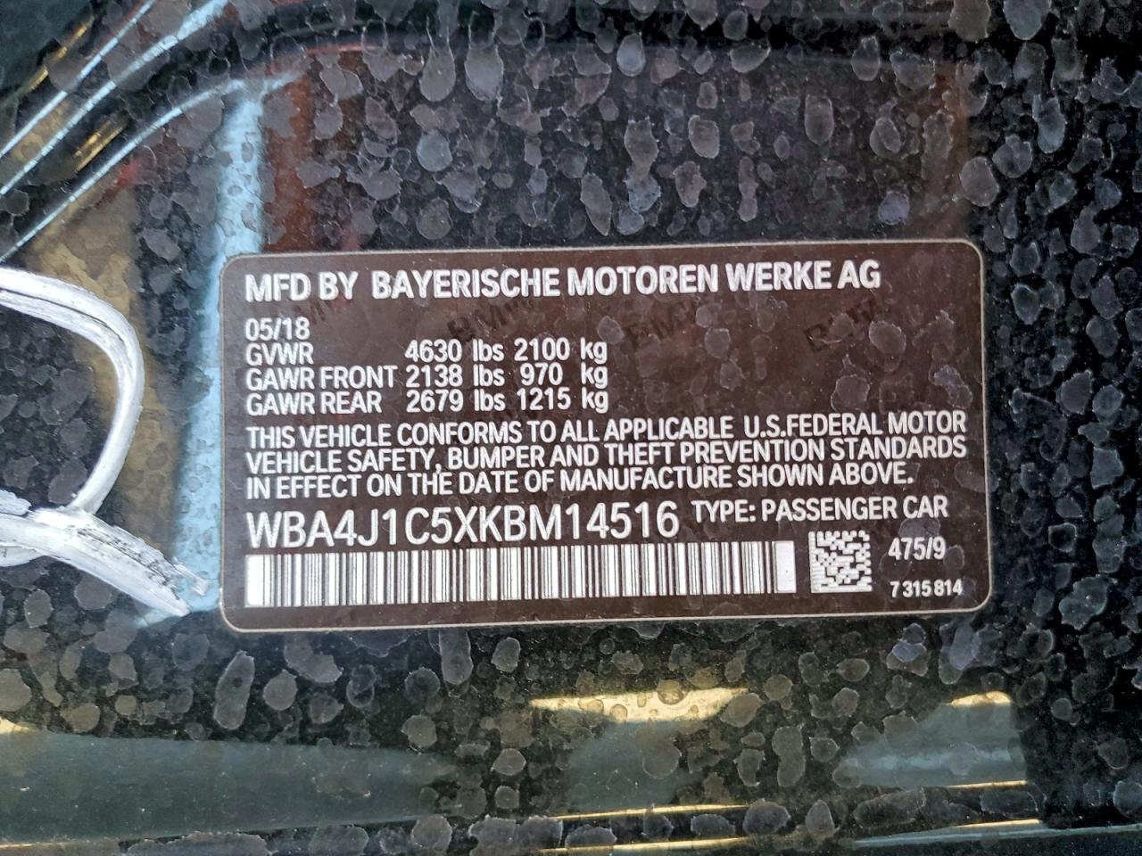 2019 BMW 4 series VIN WBA4J1C5XKBM14516 photo 12