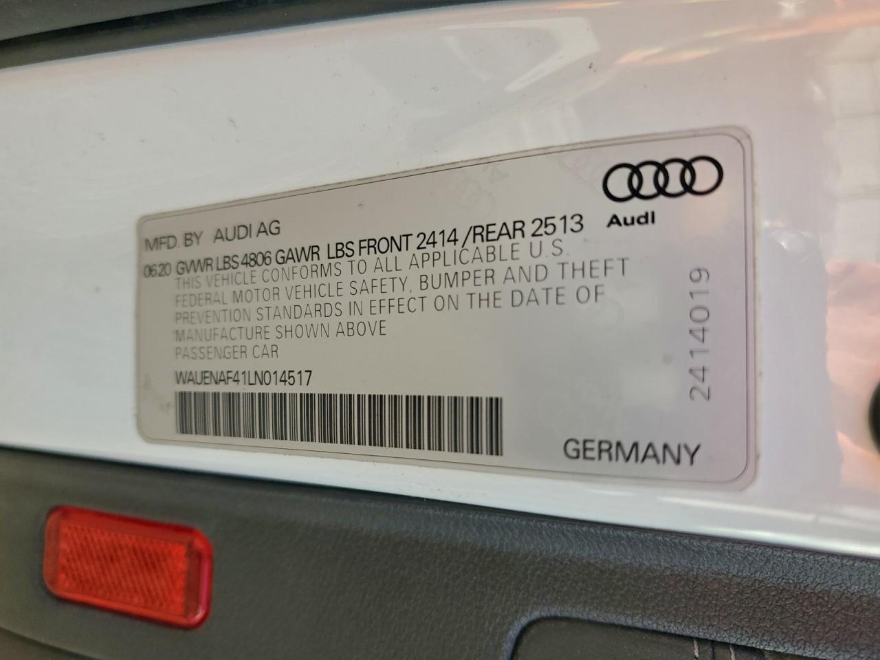 2020 Audi A4 VIN WAUENAF41LN014517 photo 12