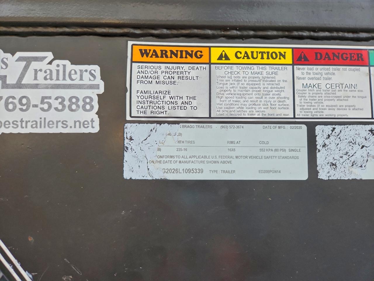 2020 TEXAS BRAGG ED20BPGN14 EQUIPMENT TRAILER VIN 17XFG2026L1095339 photo 10