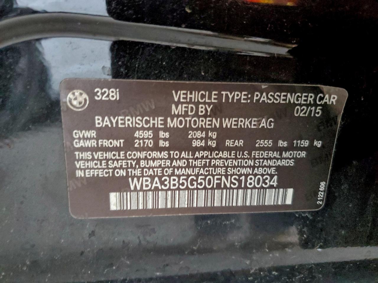 2015 BMW 3 series VIN WBA3B5G50FNS18034 photo 12