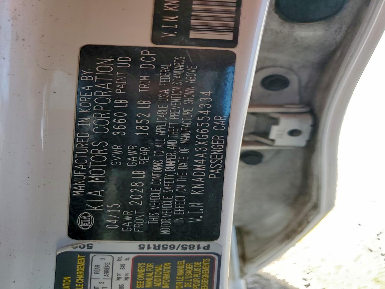 2016 Kia Rio VIN KNADM4A3XG6554334 photo 12