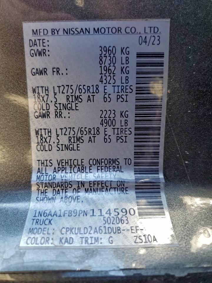 2023 Nissan TITAN VIN 1N6AA1FB9PN114590 photo 12