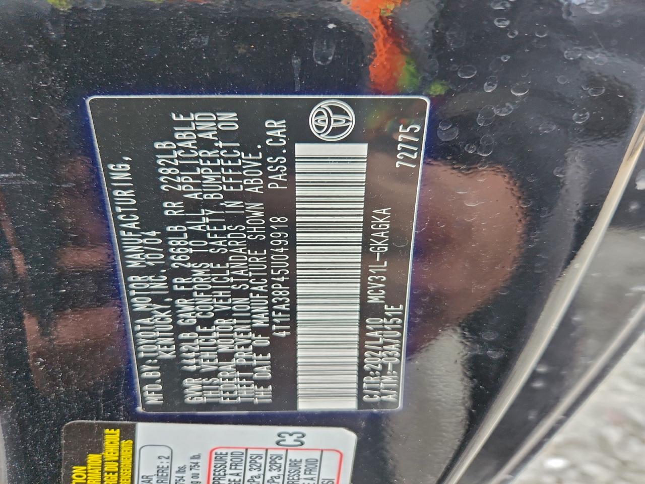 2005 Toyota Camry sola VIN 4T1FA38P45U049918 photo 12