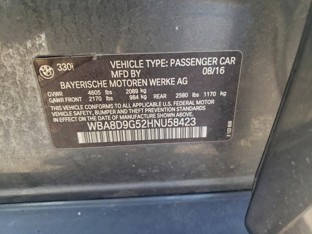 2017 BMW 3 series VIN WBA8D9G52HNU58423 photo 12