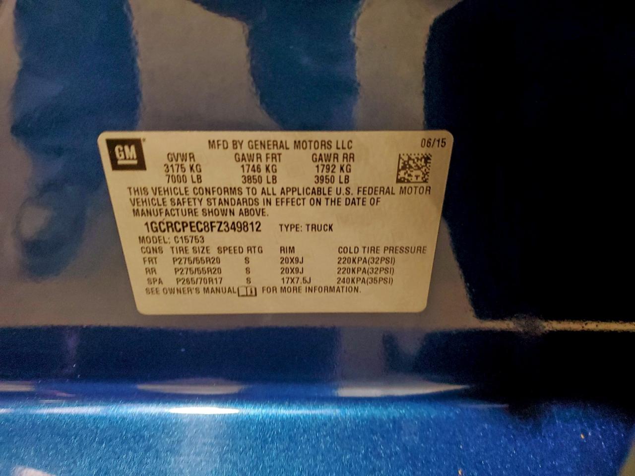 2015 Chevrolet All models VIN 1GCRCPEC8FZ349812 photo 12