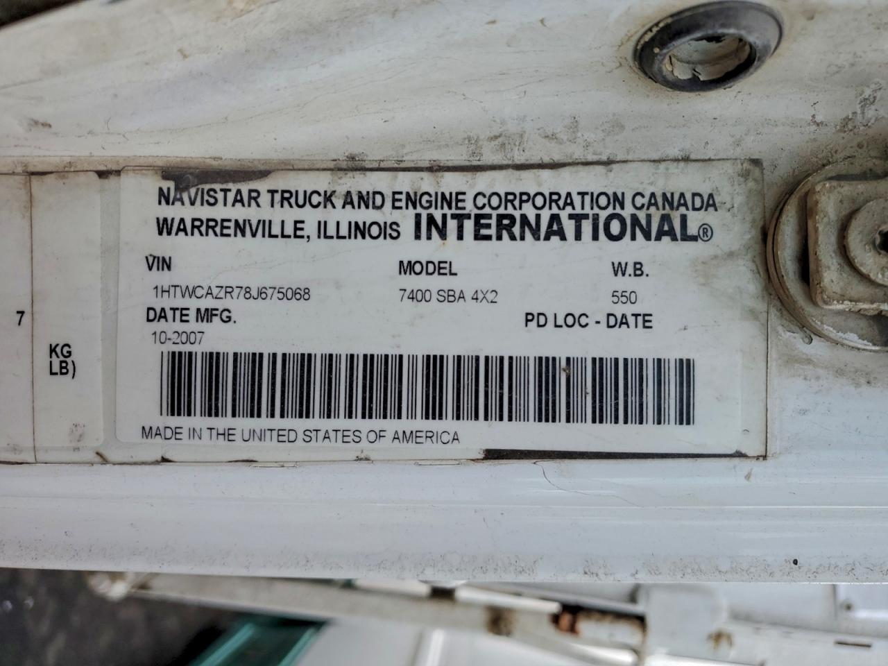 2008 International All models VIN 1HTWCAZR78J675068 photo 10
