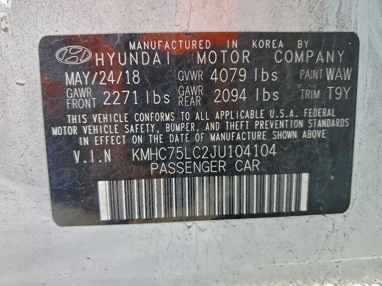 2018 HYUNDAI Ioniq VIN KMHC75LC2JU104104 photo 12