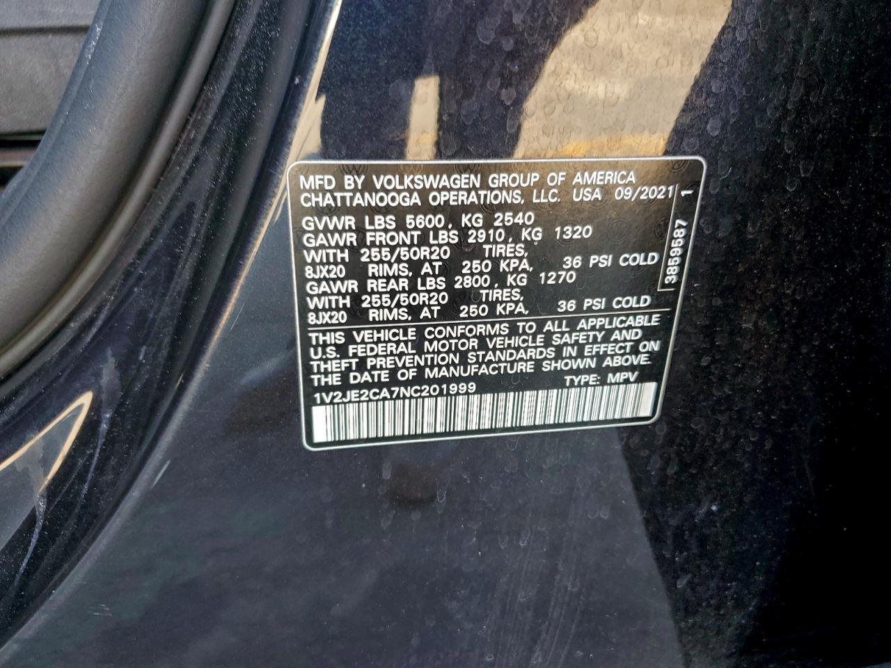 2022 Volkswagen Atlas VIN 1V2JE2CA7NC201999 photo 12