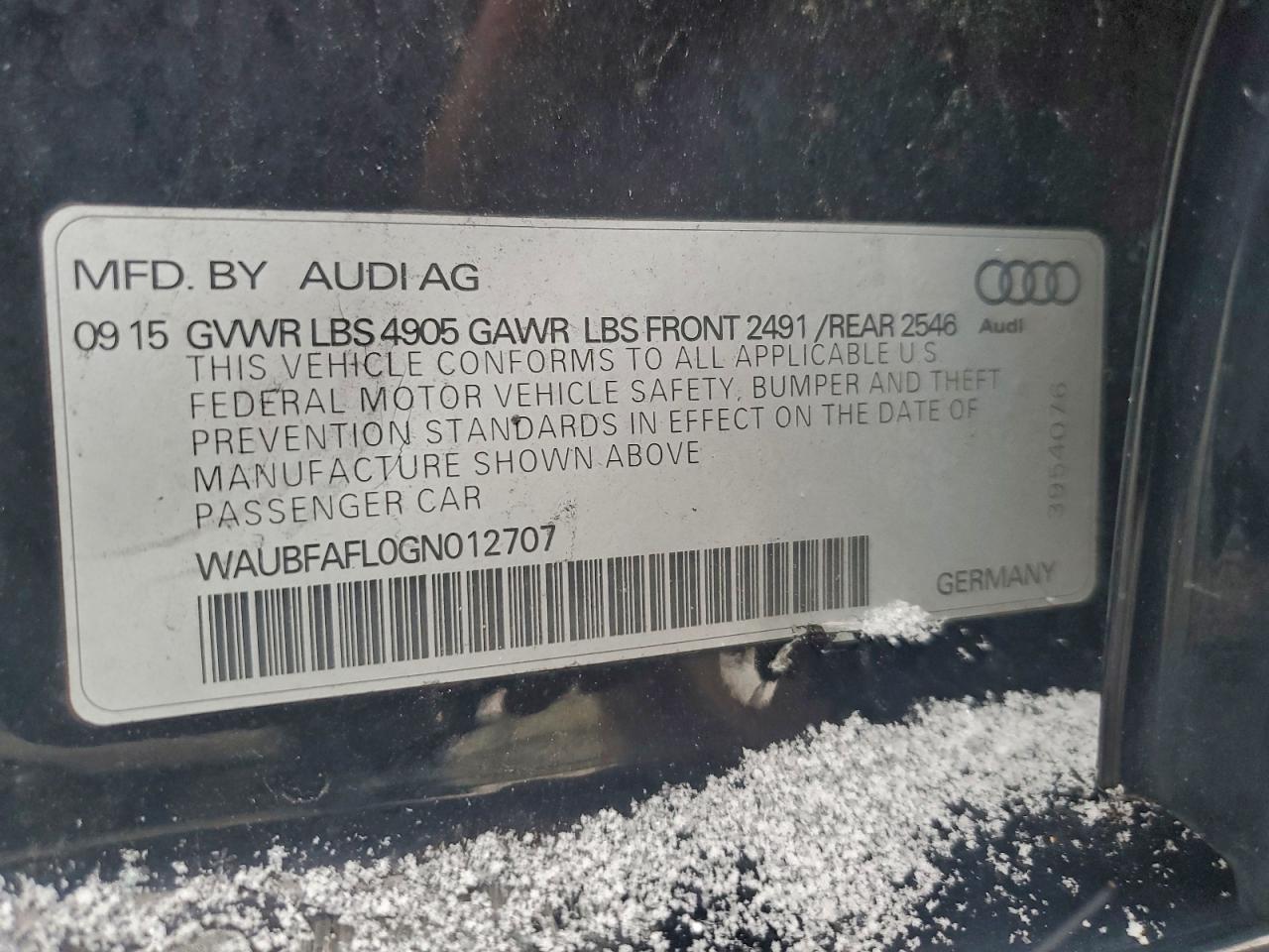 2016 Audi A4 VIN WAUBFAFL0GN012707 photo 12
