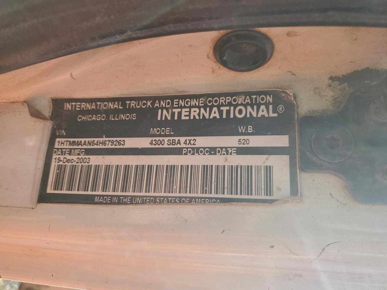 2004 International 4000 serie VIN 1HTMMAAN54H679263 photo 10