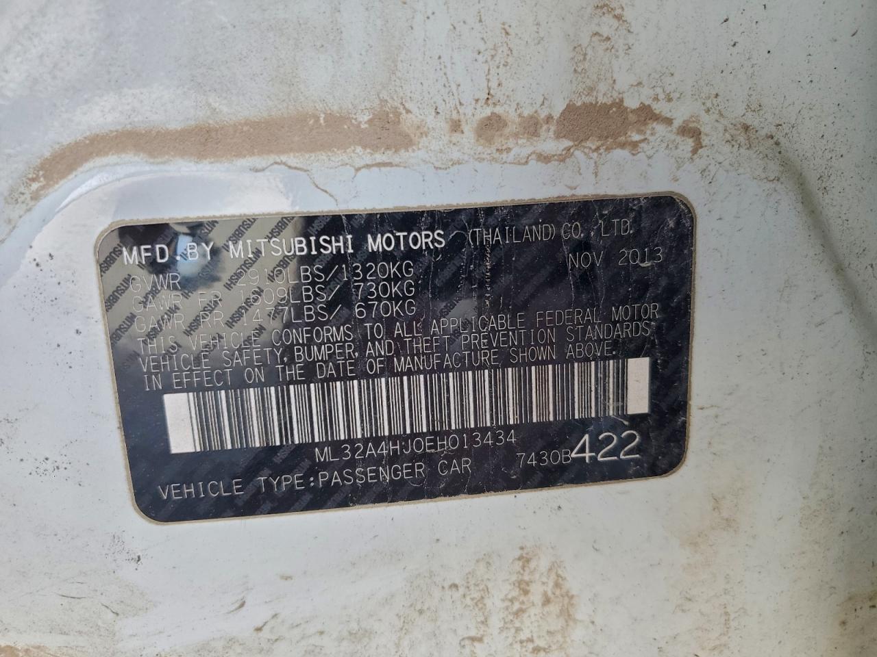 2014 Mitsubishi Mirage VIN ML32A4HJ0EH013434 photo 12