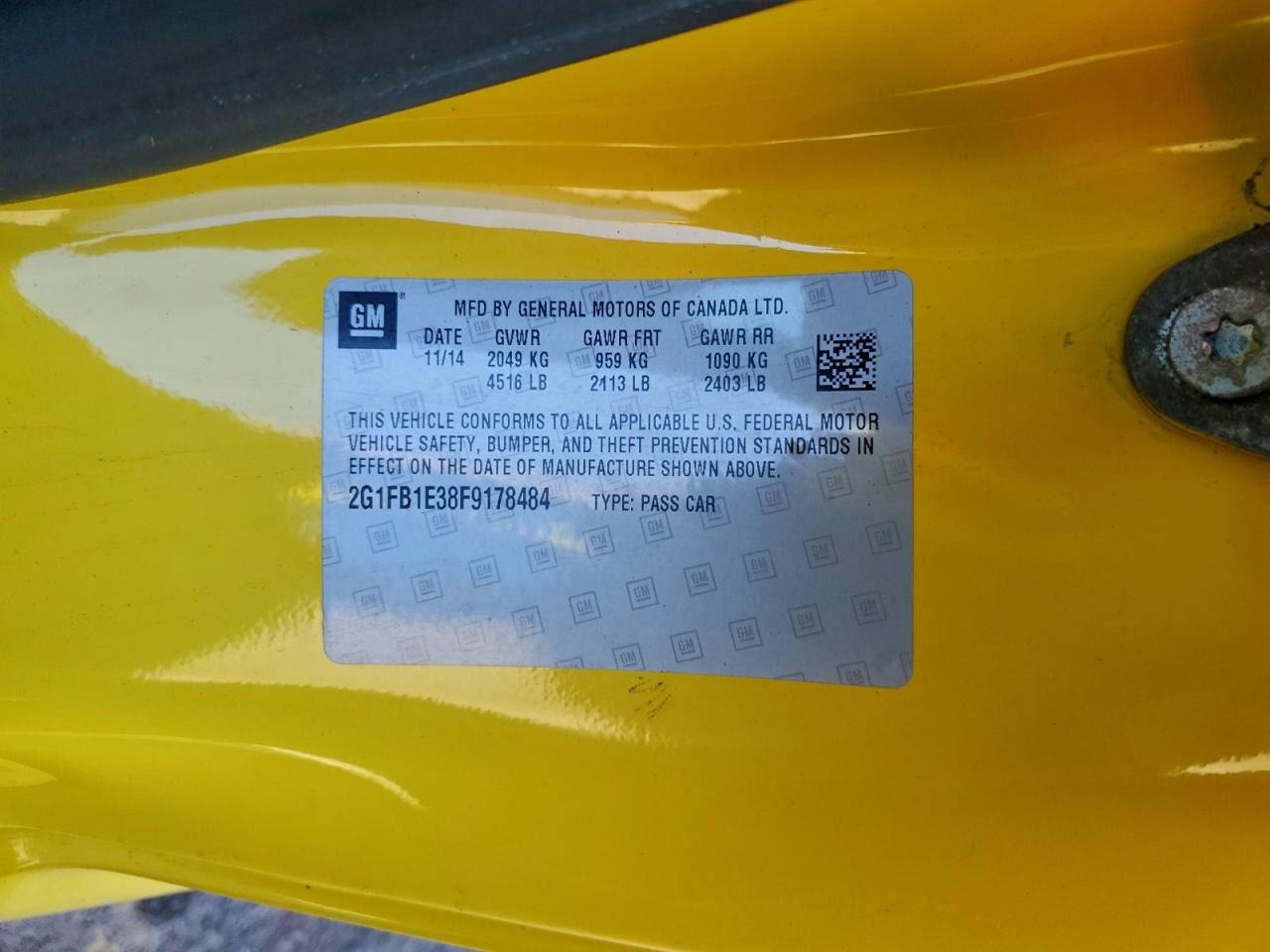 2015 Camaro VIN 2G1FB1E38F9178484 photo 12