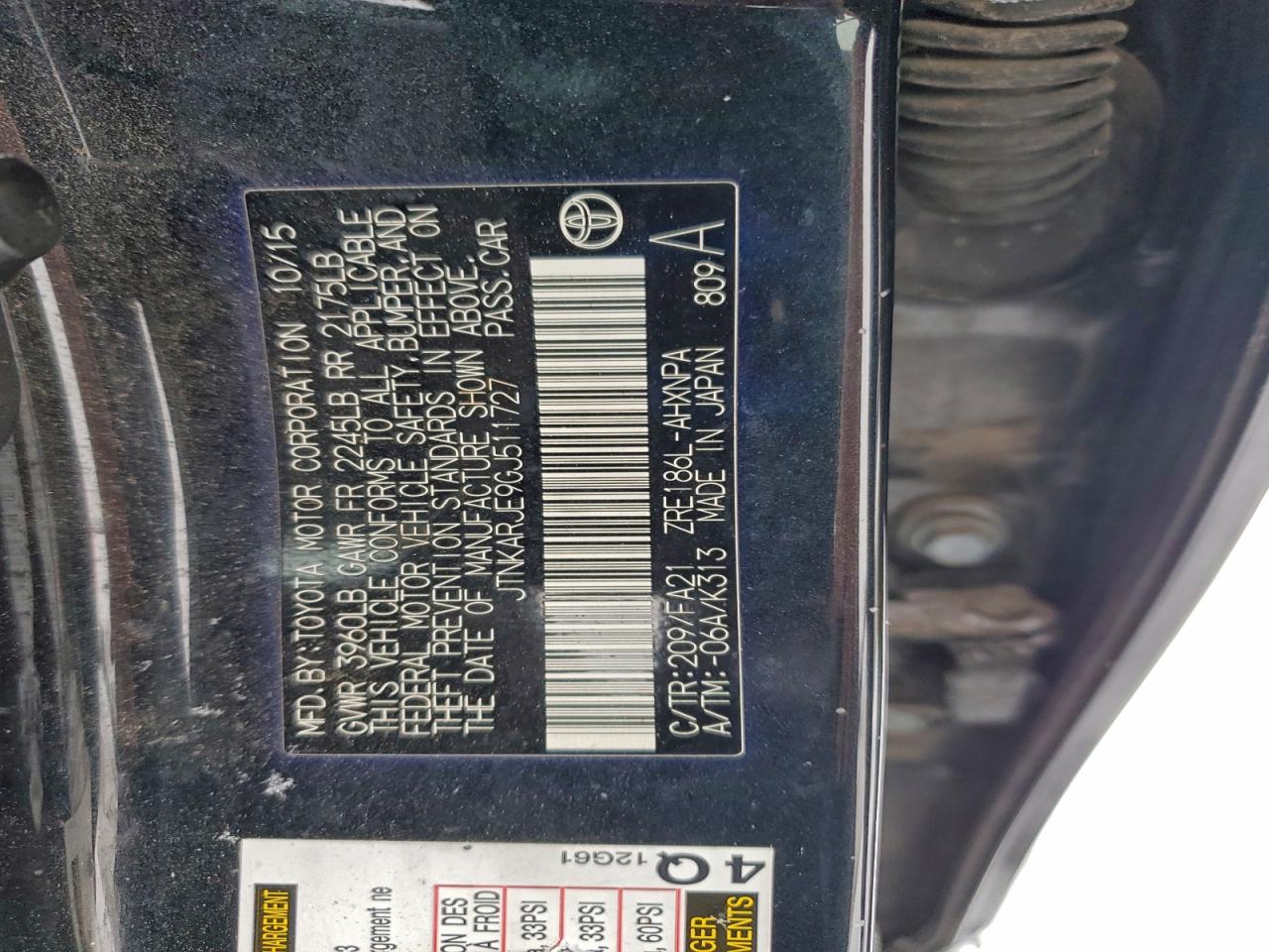 2016 TOYOTA Scion VIN JTNKARJE9GJ511727 photo 12