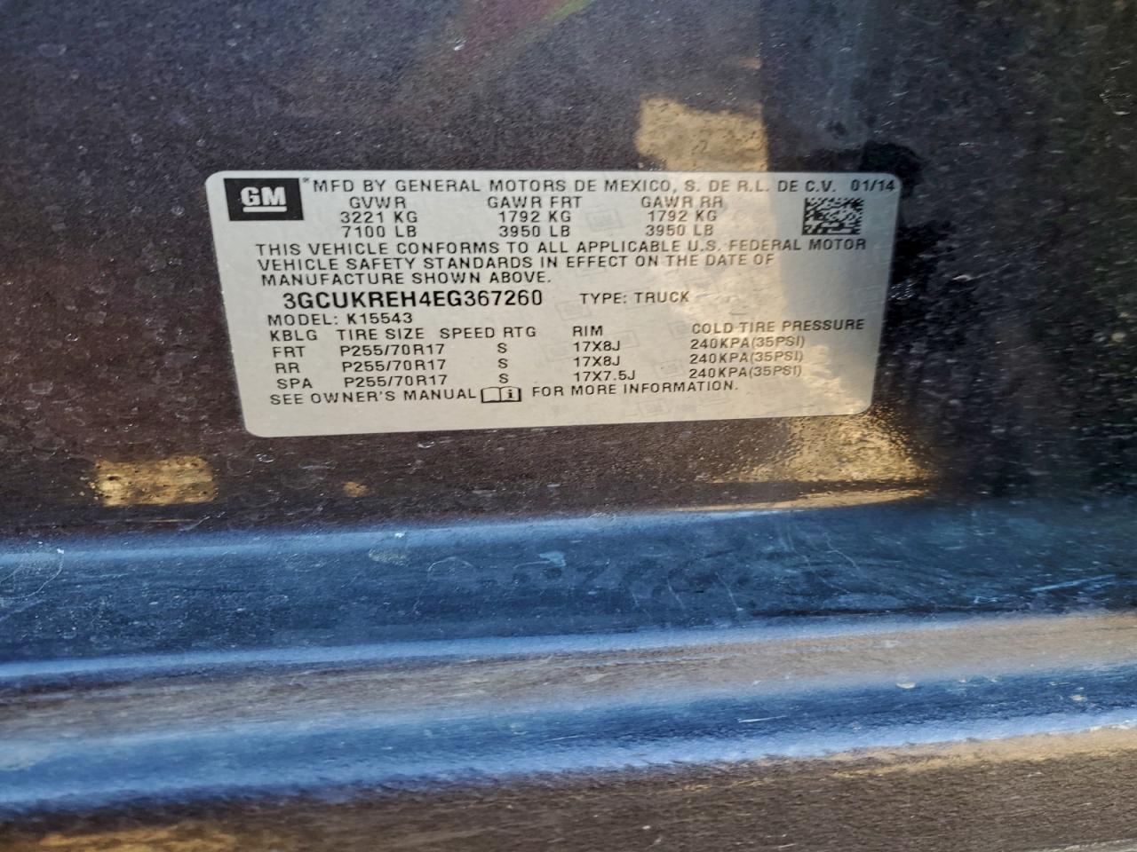 2014 Chevrolet All models VIN 3GCUKREH4EG367260 photo 12