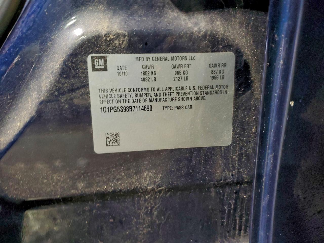 2011 CHEV Cruze VIN 1G1PG5S98B7114690 photo 12