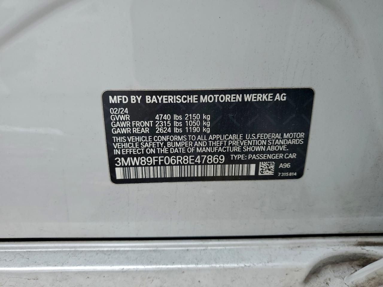 2024 BMW 3 series VIN 3MW89FF06R8E47869 photo 12