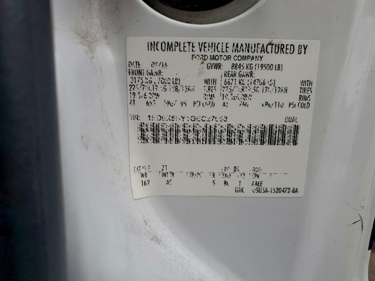 2016 Ford F550 VIN 1FD0X5HY1GEC27063 photo 12
