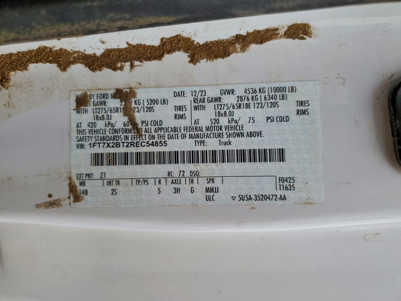 2024 Ford F250 VIN 1FT7X2BT2REC54855 photo 12