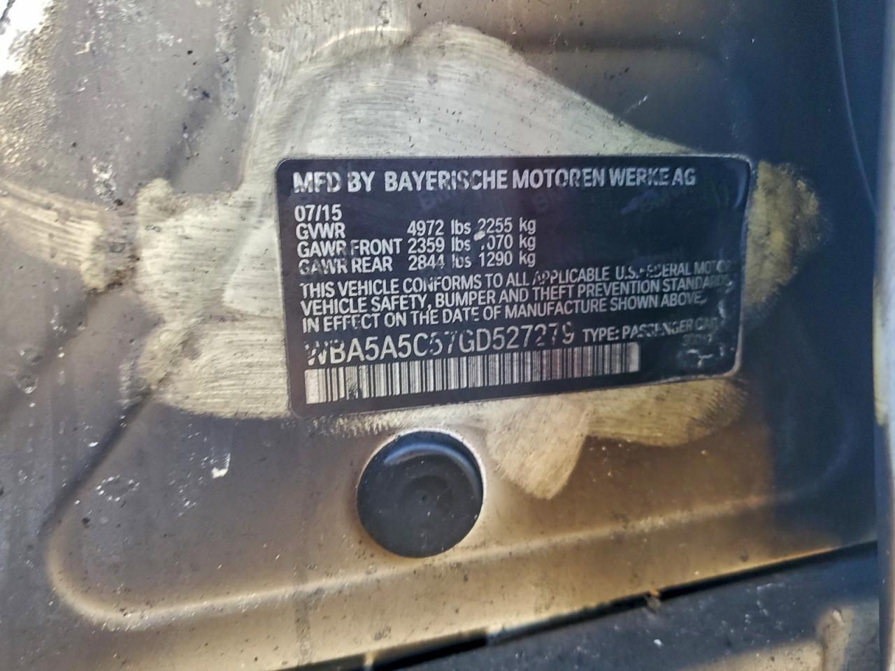 2016 BMW 5 series VIN WBA5A5C57GD527279 photo 12