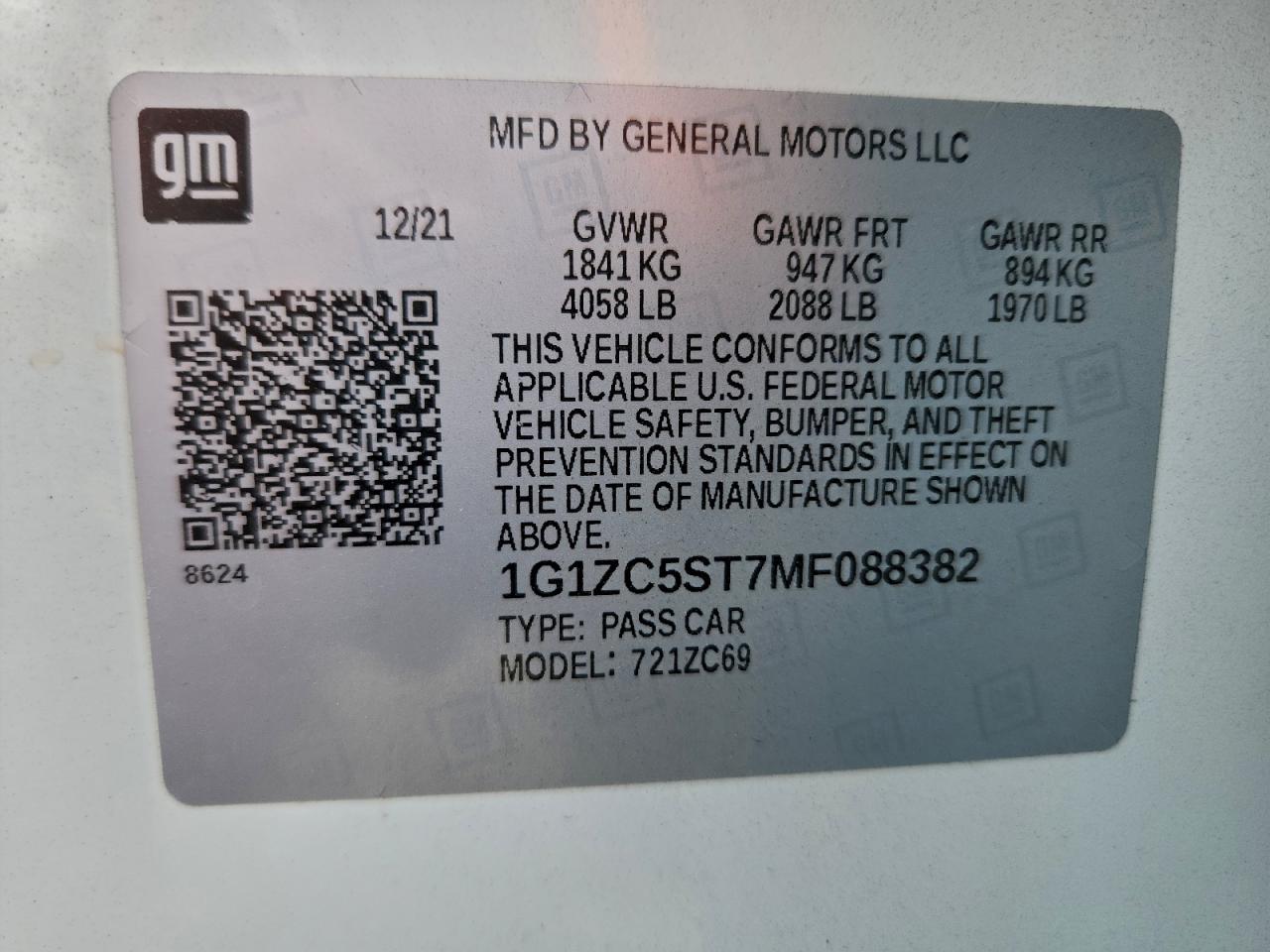 2021 Malibu VIN 1G1ZC5ST7MF088382 photo 12