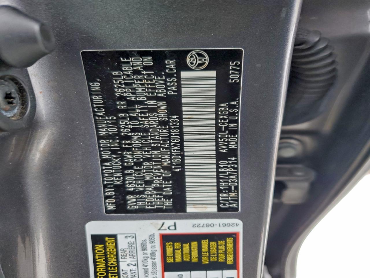 2016 TOYOTA Camry sola VIN 4T1BD1FK7GU181334 photo 12