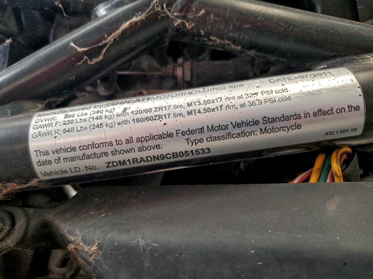 2012 Ducati Monster VIN ZDM1RADN9CB051533 photo 9