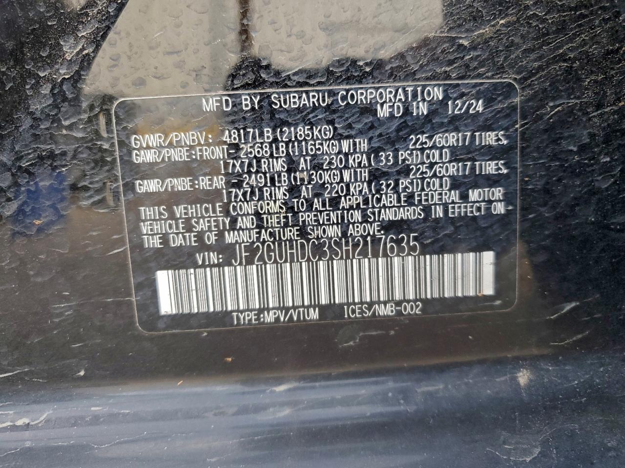 2025 Subaru Crosstrek VIN JF2GUHDC3SH217635 photo 12