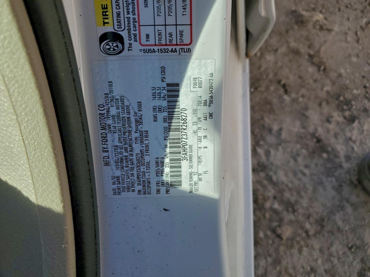 2007 Ford All models VIN 3FAHP07Z37R268270 photo 12